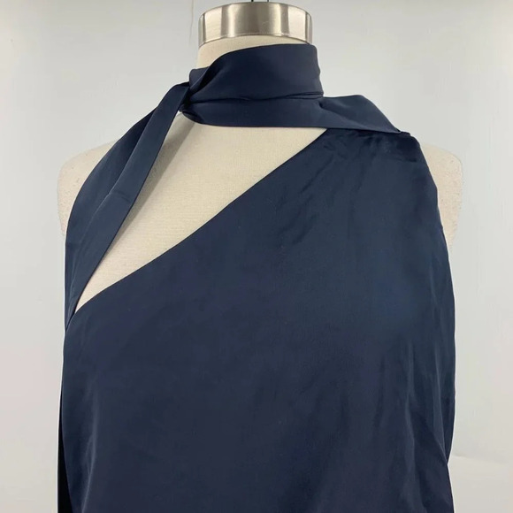 Amy Lynn Women's Gemma One-shoulder Satin Dress In Navy Blue Size M NWT - Picture 5 of 16